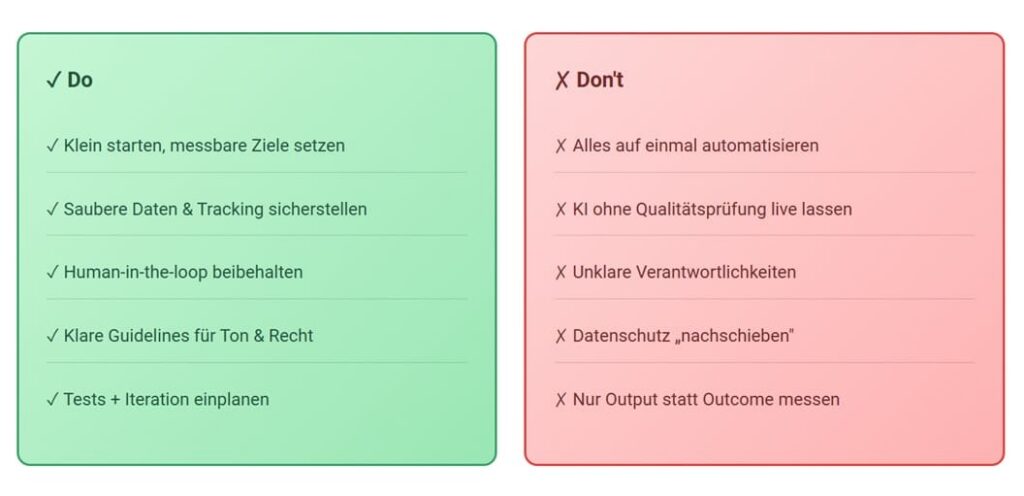 Do's und Dont's bei der Nutzung von KI im Marketing